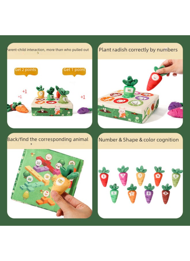 Educational Early Learning Carrot Pulling Toy For Children 0-3 Years Old Baby Biting Chewing Plush Toy Soft Comfortable-Color:【Upgraded Version】 Bear Radish Tissue-Specifications:15.5*15.5*4