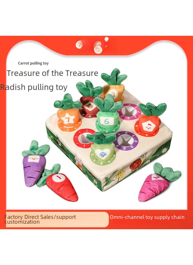Educational Early Learning Carrot Pulling Toy For Children 0-3 Years Old Baby Biting Chewing Plush Toy Soft Comfortable-Color:【Upgraded Version】 Bear Radish Tissue-Specifications:15.5*15.5*4