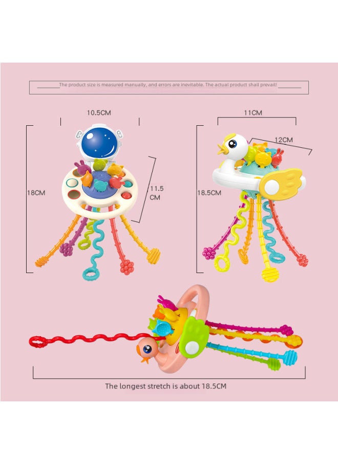 Astronaut Finger Pull Fun Press Baby Chewable Drawstring Early Education Baby Toy Hand Grab Ball Toy For Infants-Color:Rocket Pumping-【creamy-white】】-Specifications:Gift Box