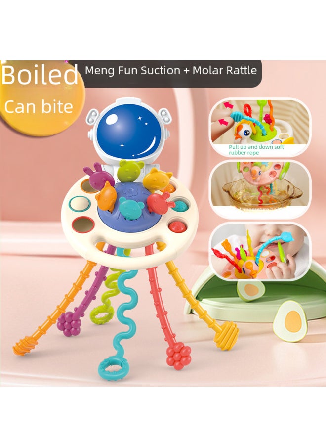 Astronaut Finger Pull Fun Press Baby Chewable Drawstring Early Education Baby Toy Hand Grab Ball Toy For Infants-Color:Rocket Pumping-【creamy-white】】-Specifications:Gift Box