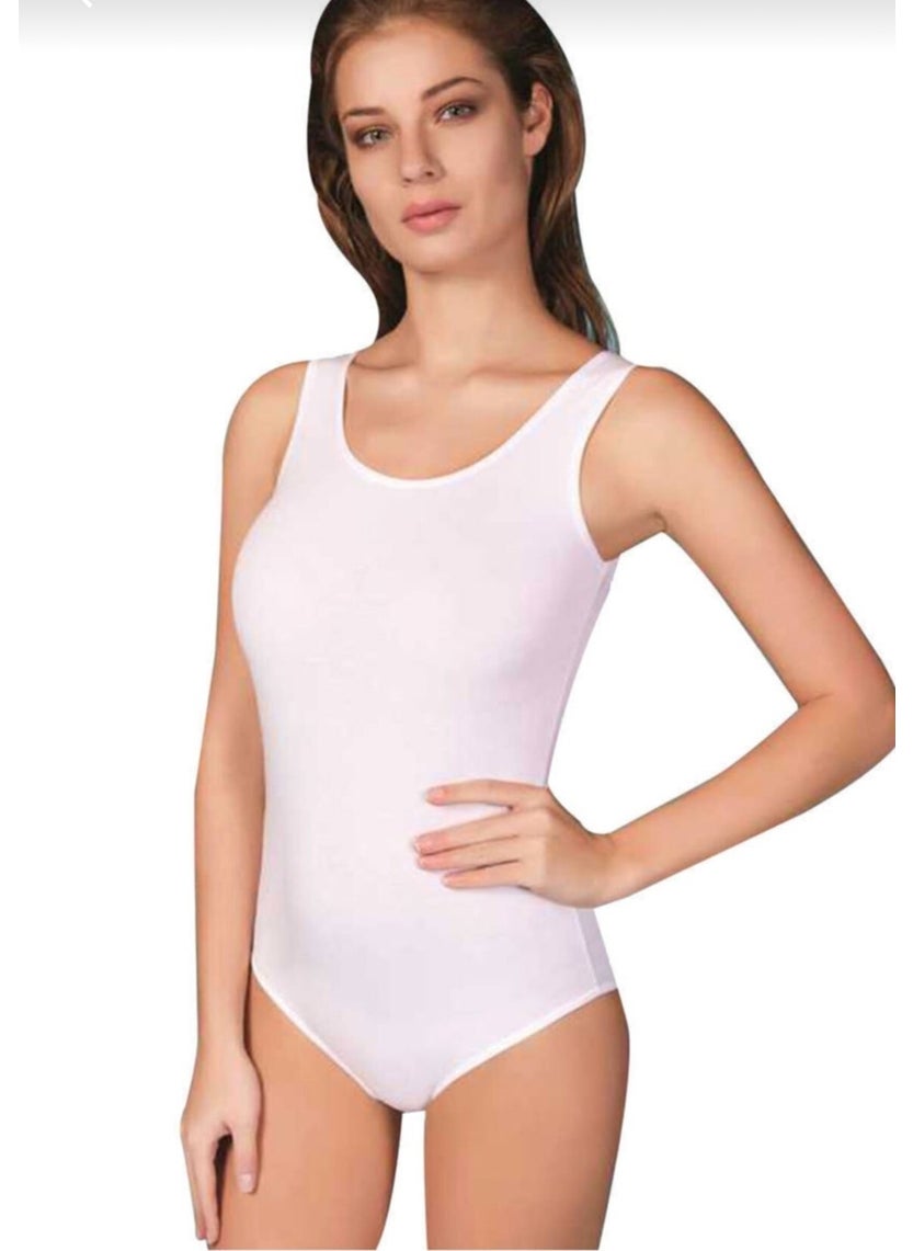 Women 6 Piece (Mixed) Color Black White Cotton Lycra Thick Strappy Snap Bodysuit
