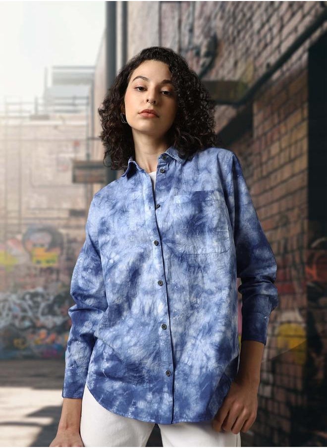 Women Oversized Fit Cotton Tye Dye wash Casual Shirt