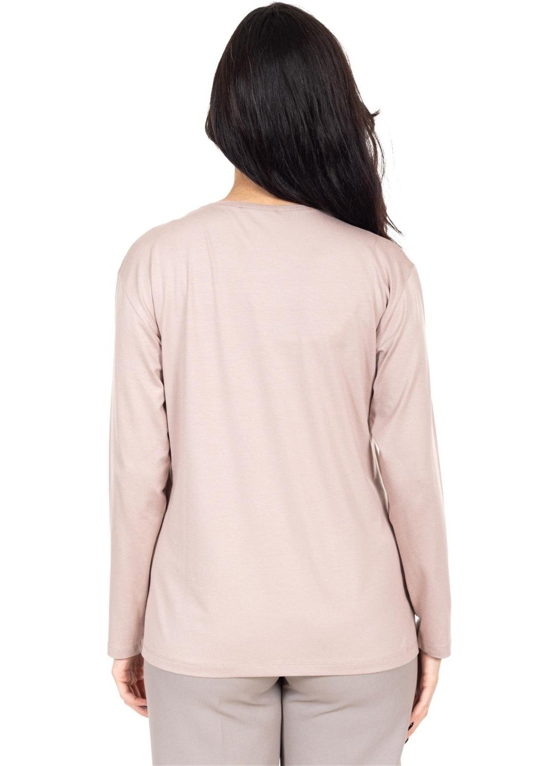 New Season Women's Middle Age and Above Viscose Cross-Stitch Embroidered Luxury Mother's Combed Cotton Blouse 24311
