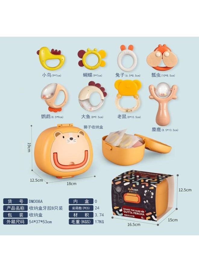 Baby Rattle Toys Can Chew Molars Soft Rubber Hand-cranked Tambourine Set 0- Year Old Baby Educational Toys