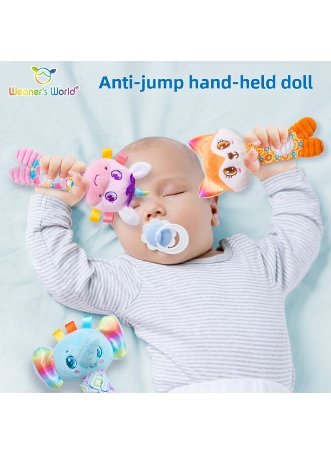 Baby Anti-Jumping Hand-held Circle Doll Unicorn Newborn Baby Soothing Hand-held Rope Toy Sleeping Artifact Band-Color:Fox (pack Of 2)