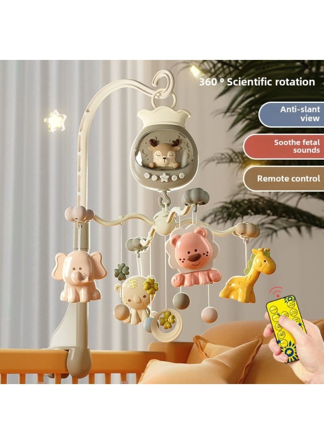 Baby Sleeping Toy Newborn Bedside Rattle Electric Music Rotating Bed Bell Baby Cart Hanging Toy-Color:Xiaguang Powder (color Box Version) + Remote Control + Rechargeable Battery Set