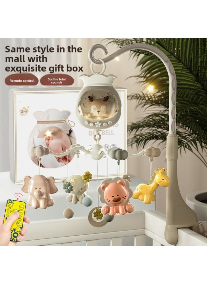 Baby Sleeping Toy Newborn Bedside Rattle Electric Music Rotating Bed Bell Baby Cart Hanging Toy-Color:Xiaguang Powder (color Box Version) + Remote Control + Rechargeable Battery Set