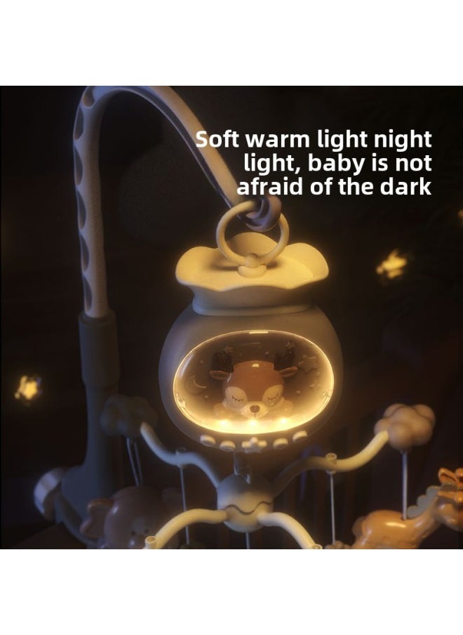 Baby Sleeping Toy Newborn Bedside Rattle Electric Music Rotating Bed Bell Baby Cart Hanging Toy-Color:Xiaguang Powder (color Box Version) + Remote Control + Rechargeable Battery Set