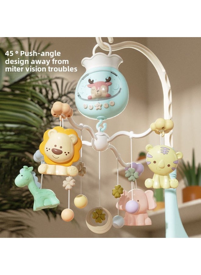 Baby Sleeping Toy Newborn Bedside Rattle Electric Music Rotating Bed Bell Baby Cart Hanging Toy-Color:Xiaguang Powder (color Box Version) + Remote Control + Rechargeable Battery Set