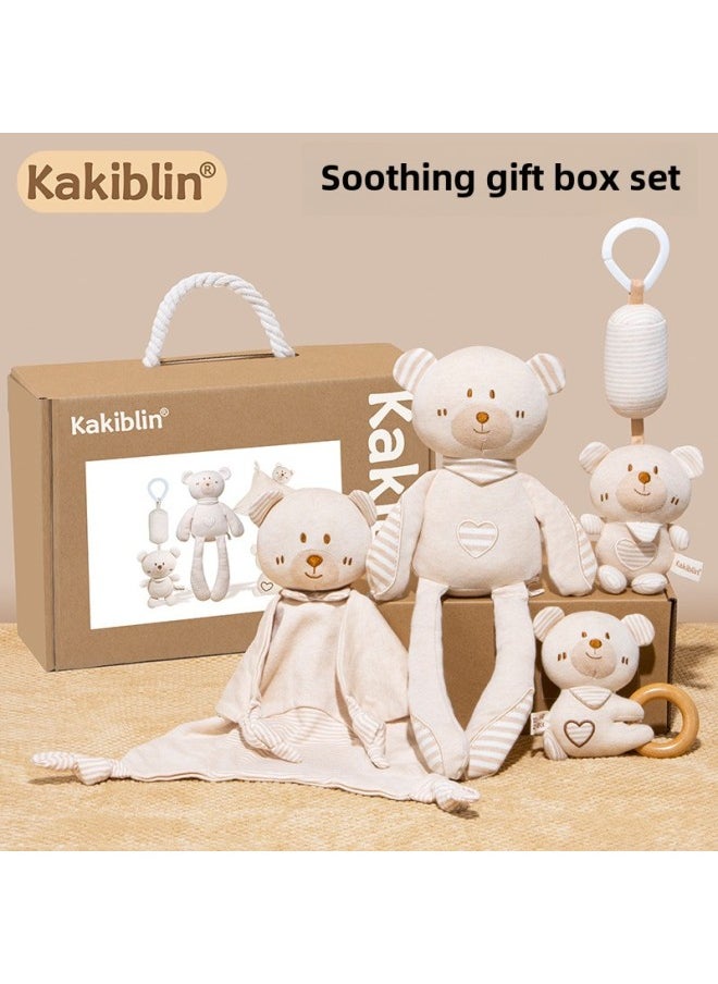 Kakiblin Baby Soothing Gift Box Suit Organic Cotton Toys Newborn Soothing Supplies Full Moon Hundred Days Gift-Color:Organic Cotton Pacifying 4-Piece Set-Lele Elephant