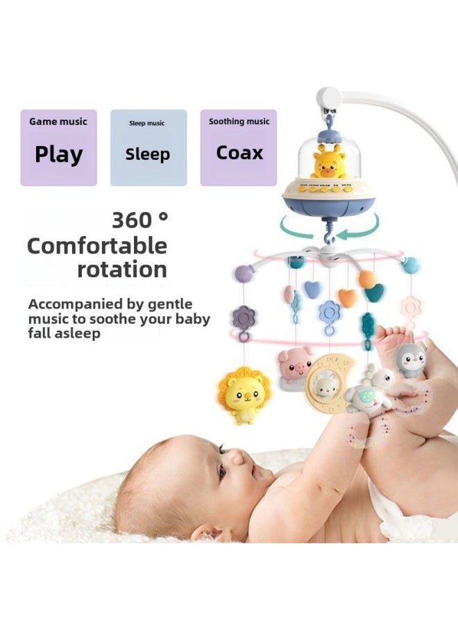 Newborn Bed Bell 0-6 Months Rotating Lights Music Bedside Bell Puzzle Rattle Baby Comfort 1-year-old Baby Toys-Color:Pink [668-28] Rechargeable Version