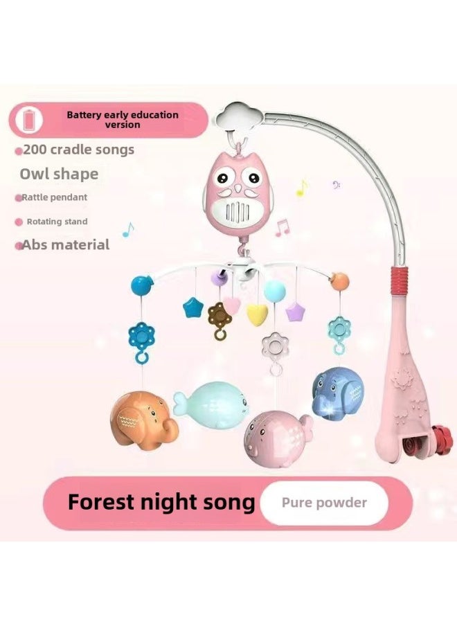 Newborn Bed Bell 0-6 Months Rotating Lights Music Bedside Bell Puzzle Rattle Baby Comfort 1-year-old Baby Toys-Color:Pink [668-28] Rechargeable Version