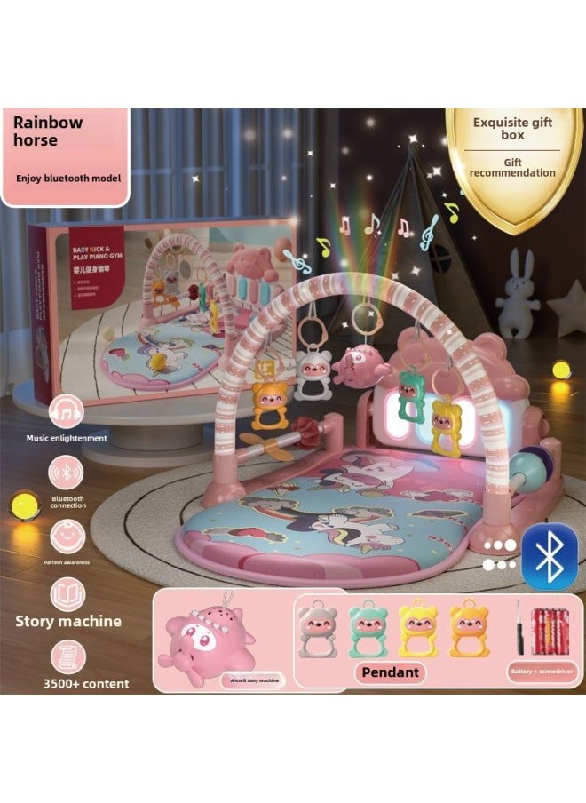 Baby Pedal Piano Fitness Rack Baby Baby Children Music Early Education Toys 0-3 March Batch Factory-Color:Unicorn [pink] Bluetooth Model With Sound And Light + Aircraft Story Machine-Specifications:Battery Type