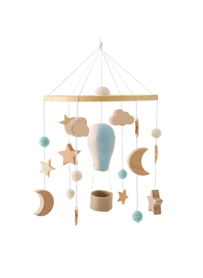 Nordic Style Newborn Children's Room Decoration Baby Bed Bed Hanging Felt Hot Air Balloon Shape Bed Bell Wind Chimes-Color:Hot Air Balloon Star Moon Bed Bell Blue