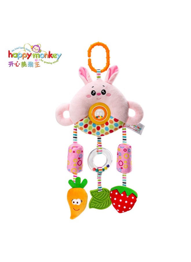 Happy Monkey Baby Toy Bed Hanging Bead Doll Big Bed Bell-Color:Rotating Bead Powder Rabbit