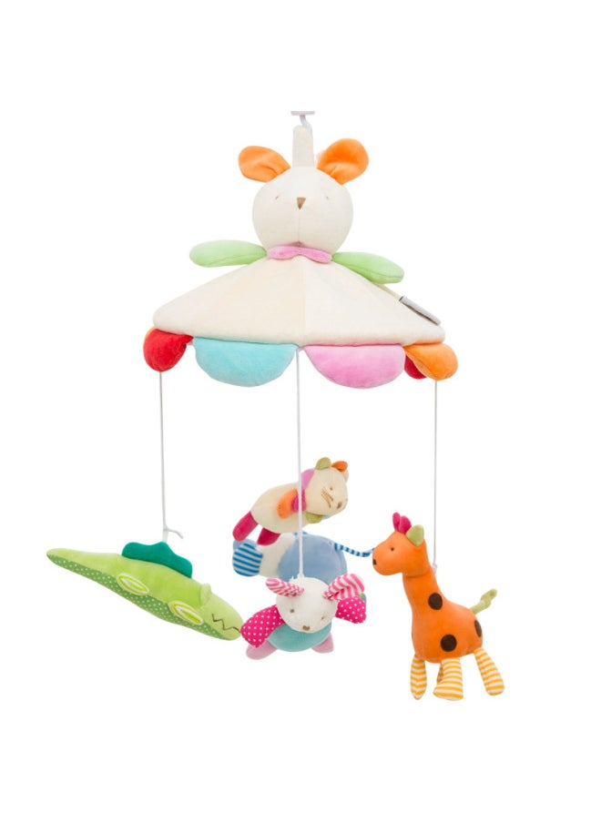 Newborn Full Moon Baby Bed Bell Educational Toy Soothing Bedside Muppet Music Rotating Wind Bell Baby Plush Electric-Color:Crazy Animal City