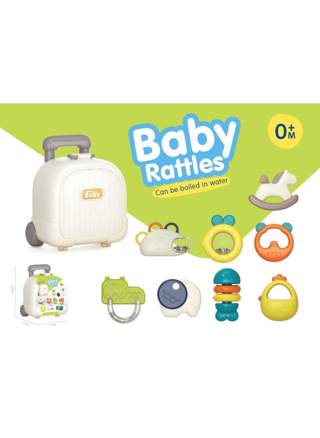 Baby Rattle Toy Baby Grip Training Color Perception Gnawing Teether-Color:Eight-piece Rattle Set (36 Batches)