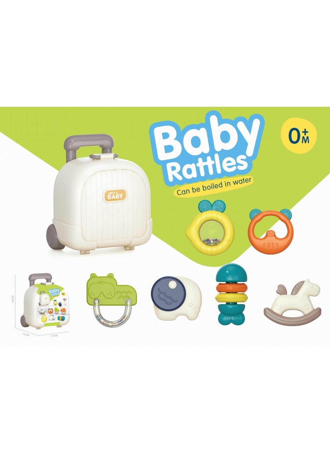 Baby Rattle Toy Baby Grip Training Color Perception Gnawing Teether-Color:Six-piece Rattle Set (36 Batches)