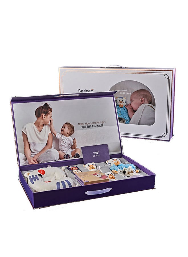 Youleen Newborn Baby Rattle 0-6 Months Baby Educational Early Education Grip Training Teether Biting Toy-Color:9332 Cute Tiger Newborn Soothing Gift Box