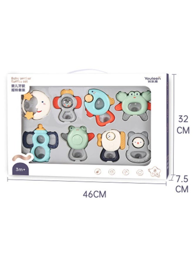 Youleen Newborn Baby Rattle 0-6 Months Baby Educational Early Education Grip Training Teether Biting Toy-Color:9332 Cute Tiger Newborn Soothing Gift Box
