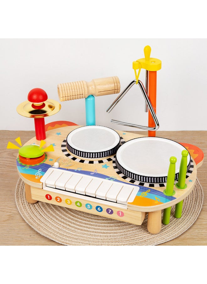 Wooden Orff Percussion Children's Vocal Enlightenment Sand Hammer Ringboard Hand-clapped Bell Knocking Piano Educational Rattle Toy-Color:Mwsc Electronic Keyboard Drum