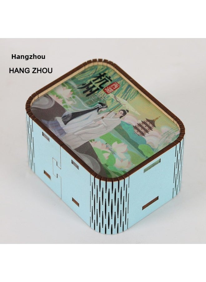 Original Chongqing Wuhan Changsha Nanjing Xiamen Beijing Tianjin Xi'an Music Box Clockwork Music Box Music Bell-Color:Hangzhou West Lake 3-Dimensions:67mm*53mm*40mm