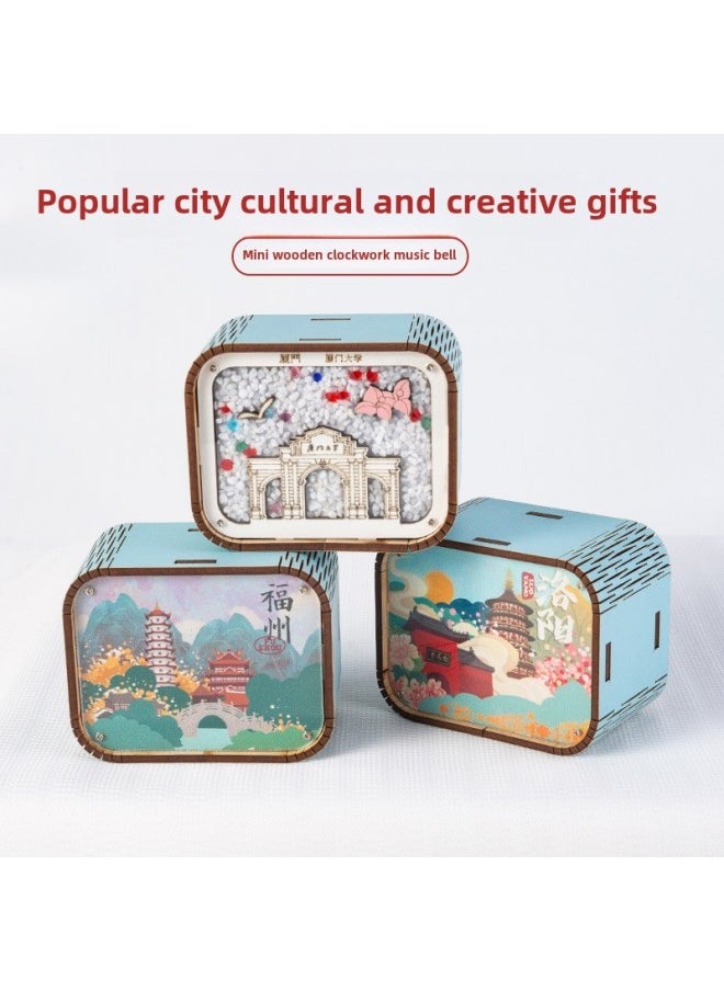 Original Chongqing Wuhan Changsha Nanjing Xiamen Beijing Tianjin Xi'an Music Box Clockwork Music Box Music Bell-Color:Wuhan 2-Dimensions:67mm*53mm*40mm