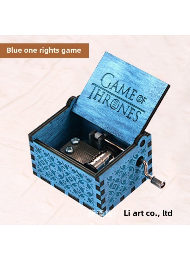 Source Wooden Hand Crank Music Box Spring Printing Music Box Retro Carving Music Box Wholesale-Color:Brown - Leap Rainbow