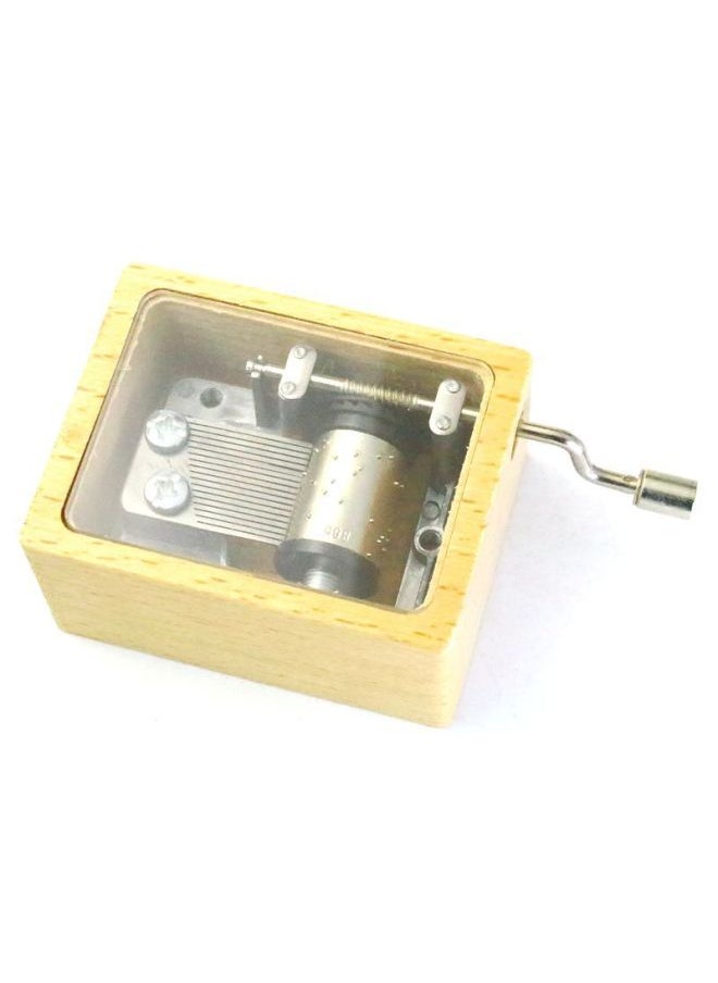 Wooden Transparent Music Box Wooden Hand Music Box Creative Gift Student Birthday Gift Home Simple-Color:Silver Movement-Dimensions:Kangkang Dance