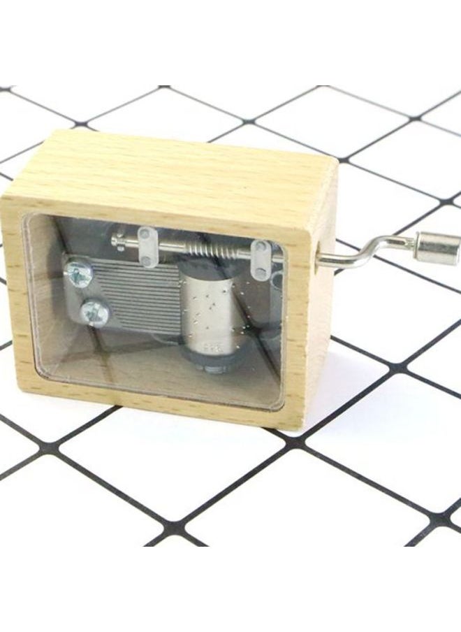 Wooden Transparent Music Box Wooden Hand Music Box Creative Gift Student Birthday Gift Home Simple-Color:Silver Movement-Dimensions:Kangkang Dance