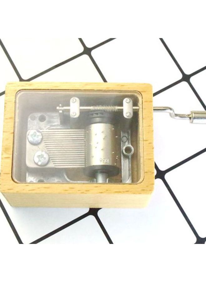 Wooden Transparent Music Box Wooden Hand Music Box Creative Gift Student Birthday Gift Home Simple-Color:Silver Movement-Dimensions:Kangkang Dance