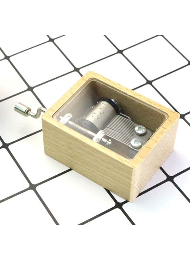 Wooden Transparent Music Box Wooden Hand Music Box Creative Gift Student Birthday Gift Home Simple-Color:Silver Movement-Dimensions:Kangkang Dance