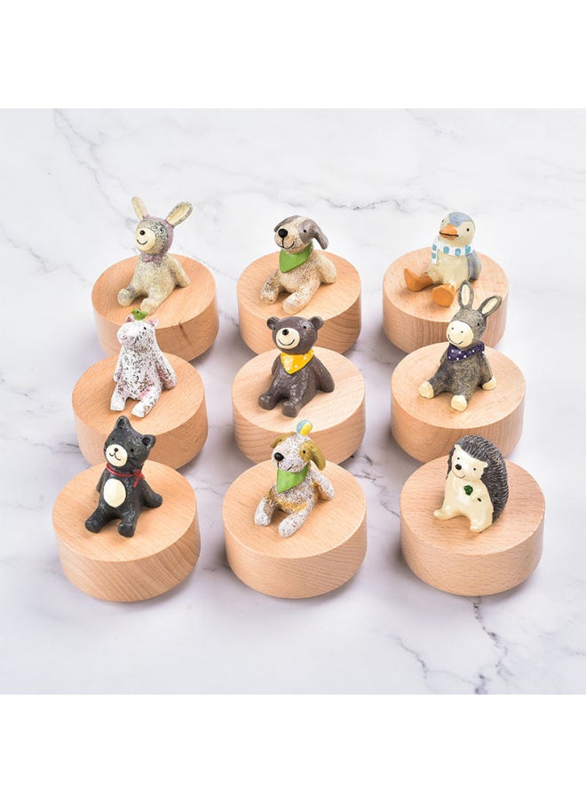 Creative Round Wooden Music Box Diy Base Furniture Ornament Starry Sky Inspired Gift For Holidays Special Occasions-Color:Baby Elephant (rotation)-Size:Track: Castle In The Sky