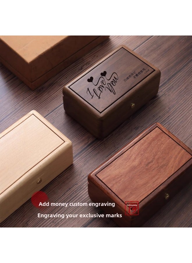 DIY Print Photo Wooden Jewelry Box Music Box Birthday Gift For Girlfriend Creative Music Box-Color:Walnut (J277)-Dimensions:Music: The Merry-go-round Of Life
