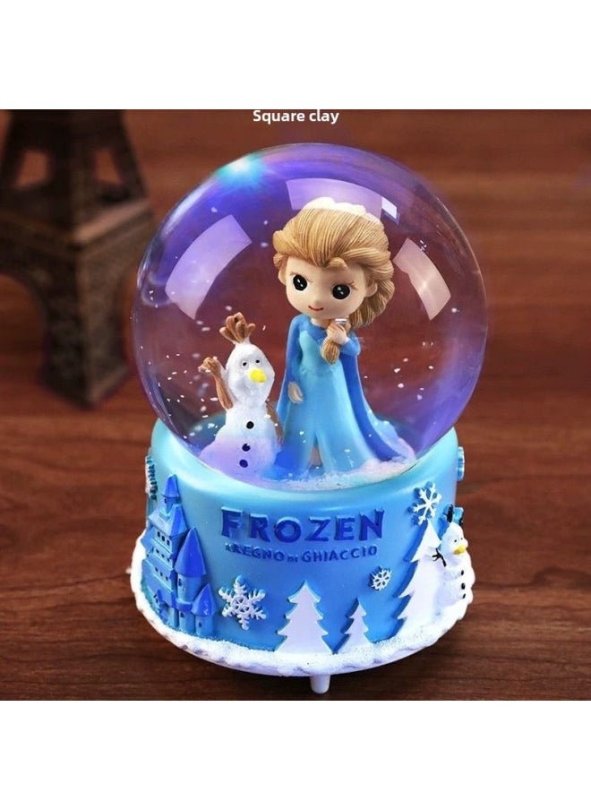 Princess Crystal Ball Music Box Cyber Celebrous Girl's Birthday Crystal Ball Princess Wind Intelligent Rotating Transparent Supply Chain-Color:Castle Princess # #   +-Size: Medium Music + Colorful Light Gift Bag
