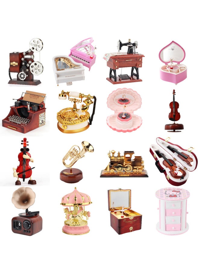 Piano Music Box Creative Retro Phonograph Desktop Decoration Simulation Model Sewing Machine Furniture Atmosphere Wine Cabinet Ceremony-Color:885 Small Projection Trojan Green