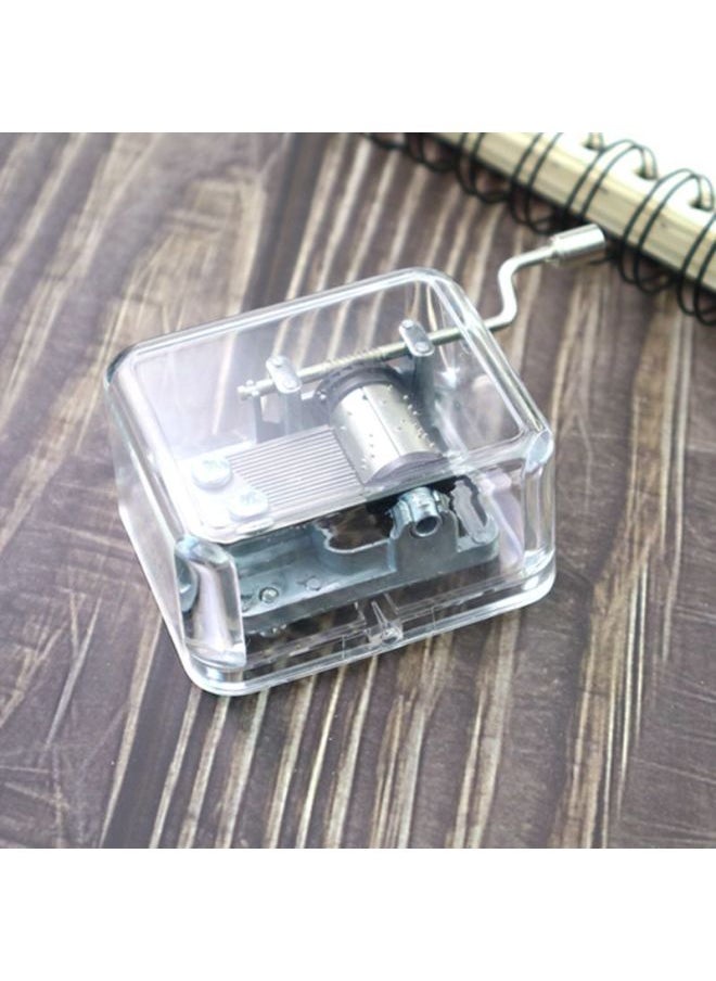 Acrylic Hand-cranked Transparent Music Box Creative Gift For Children's Birthday Diy Toy Student Eight-tone Music Box-Color:Qianhe Qianxun Opening Song