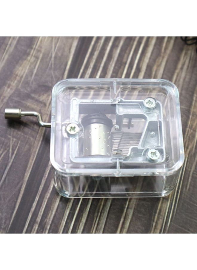Acrylic Hand-cranked Transparent Music Box Creative Gift For Children's Birthday Diy Toy Student Eight-tone Music Box-Color:Qianhe Qianxun Opening Song