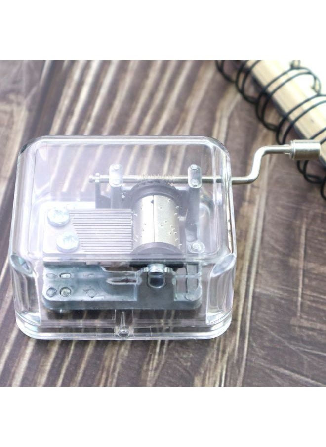 Acrylic Hand-cranked Transparent Music Box Creative Gift For Children's Birthday Diy Toy Student Eight-tone Music Box-Color:Qianhe Qianxun Opening Song