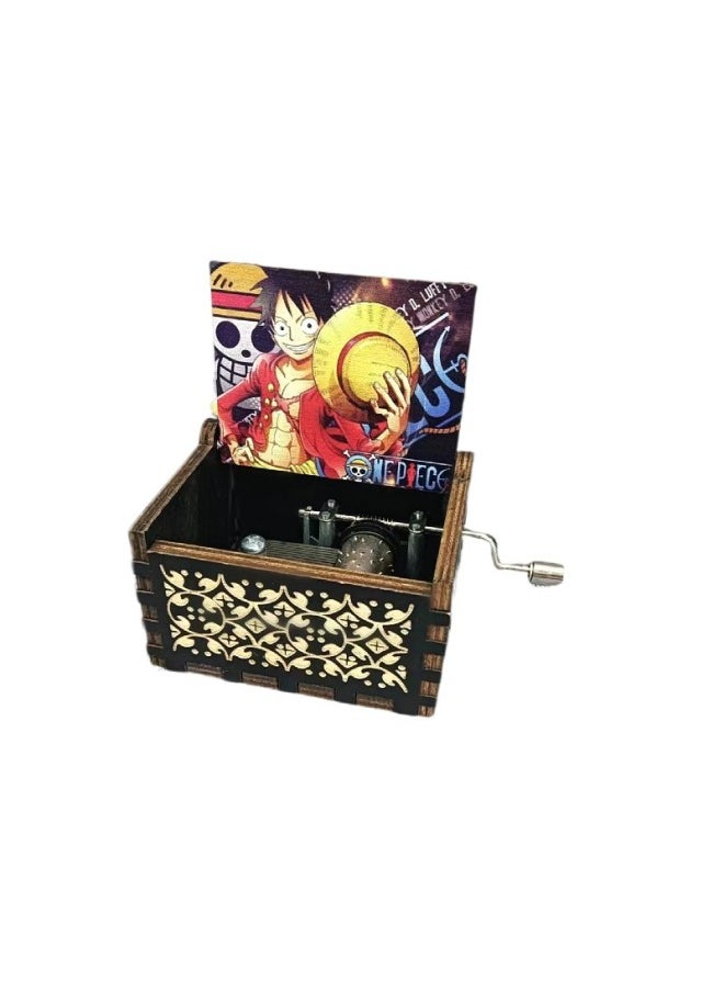 Classical Wooden Music Box Hand-cranked Cartoon Series Eight-tone Music Box Ornament Diy Fine Craftsmanship Gift-Color:Red Dragon Ball
