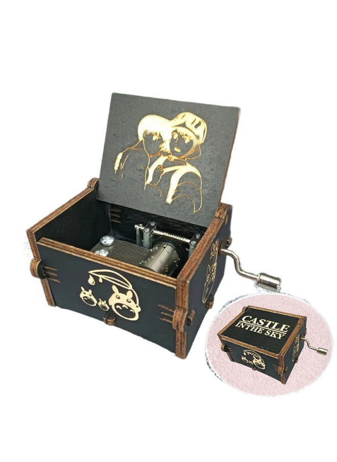Classical Wooden Music Box Hand-cranked Cartoon Series Eight-tone Music Box Ornament Diy Fine Craftsmanship Gift-Color:Red Dragon Ball