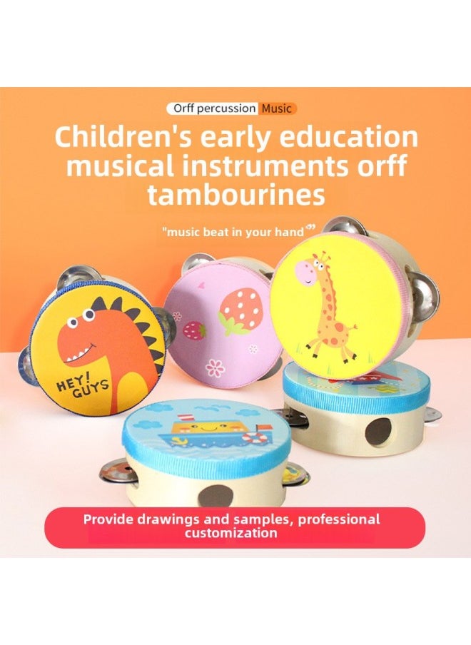 Orff Percussion Instrument Xinjiang Dance Kindergarten Teaching Aids Hand Clap 4 Inch Tambourine Children's Toys 10cm Drum-Color:10cm Strawberry
