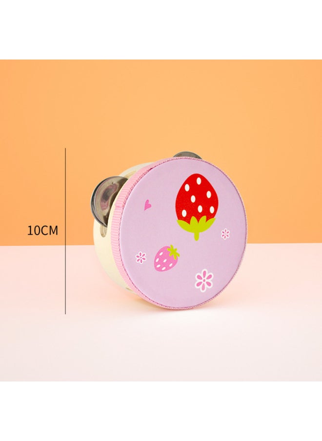 Orff Percussion Instrument Xinjiang Dance Kindergarten Teaching Aids Hand Clap 4 Inch Tambourine Children's Toys 10cm Drum-Color:10cm Strawberry