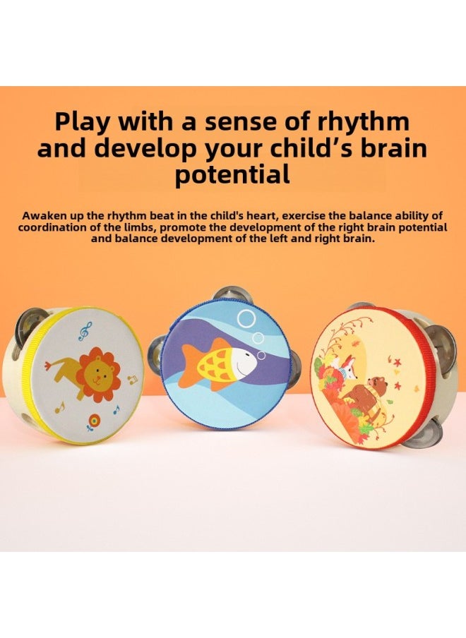 Orff Percussion Instrument Xinjiang Dance Kindergarten Teaching Aids Hand Clap 4 Inch Tambourine Children's Toys 10cm Drum-Color:10cm Strawberry