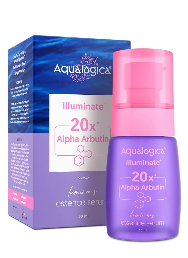 lluminate+ 20x* Alpha Arbutin Luminous Essence Serum - 50ml|Power of 20x* Alpha Arbutin | Fights Pigmentation & Uneven Skin Tone | Hydrates & Plumps Skin