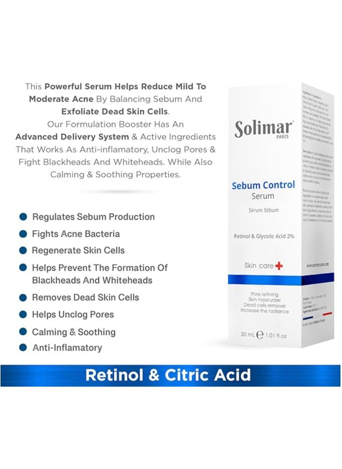 Solimar Paris Sebum Control Serum – Oil Control & Pore Minimizing, 30ml