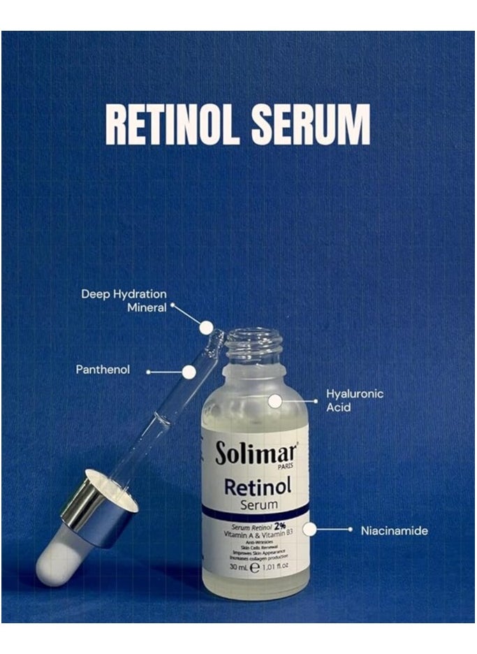 Solimar Paris Retinol Serum 30ml – Exfoliates, Reduces Fine Lines & Unclogs Pores