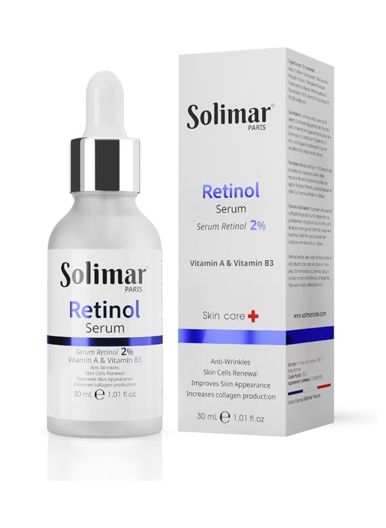 Solimar Paris Retinol Serum 30ml – Exfoliates, Reduces Fine Lines & Unclogs Pores