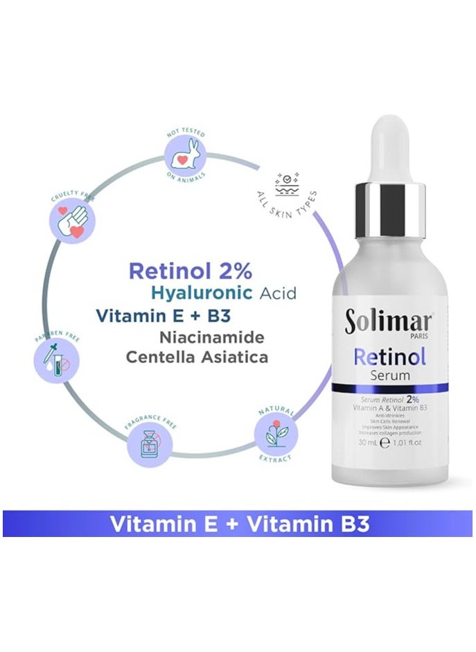 Solimar Paris Retinol Serum 30ml – Exfoliates, Reduces Fine Lines & Unclogs Pores