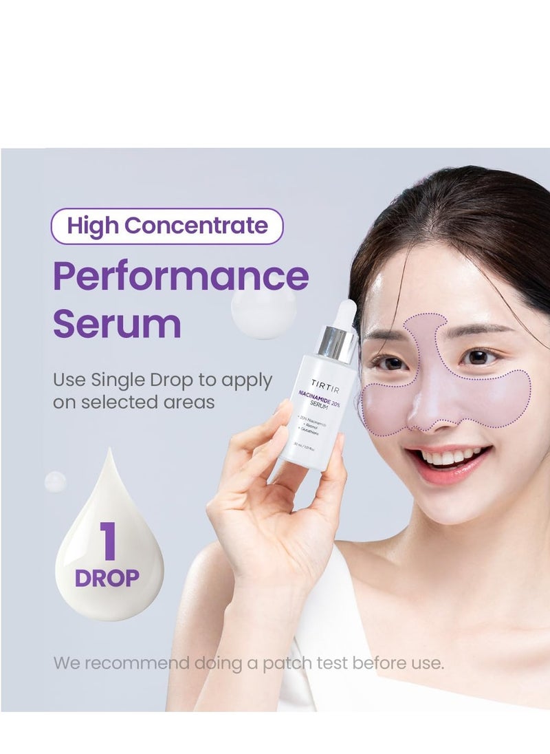 TIRTIR Niacinamide 20% Serum 30ml – Brightening & Skin Tone Correcting Serum for Dark Spots, Acne Scars & Hyperpigmentation – Korean Skincare for Smooth, Even Skin Tone